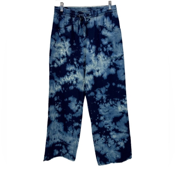 PJ Salvage Tie Dye 100% Cotton Raw Hem Lounge Pajama Sleep Pants - Navy - Small - Picture 1 of 10